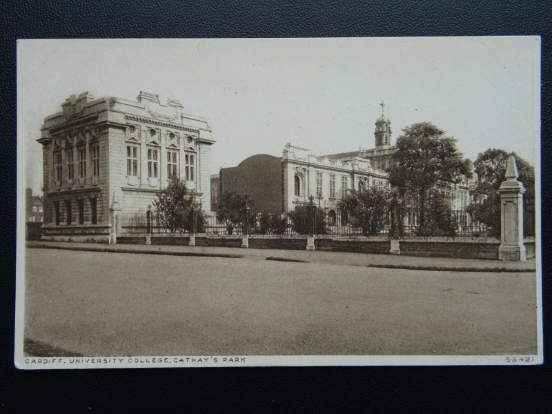 Wales CARDIFF University College CATHAYS PARK c1940's Postcard by Photochrom Ltd