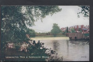Warwickshire Postcard - Leamington, Weir & Suspension Bridge   RS7231