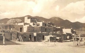 RPPC TAOS PUEBLO New Mexico Native Americana Indian c1910s Vintage Postcard