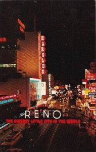 the Sparkling Harolds Club Tower Dominates The Exciting At Night Reno Nevada