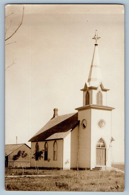 Aurora South Dakota SD Postcard RPPC Photo Church Exterior View c1910's Antique