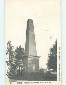 Pre-1907 MONUMENT SCENE Wilkes-Barre Pennsylvania PA AE8166