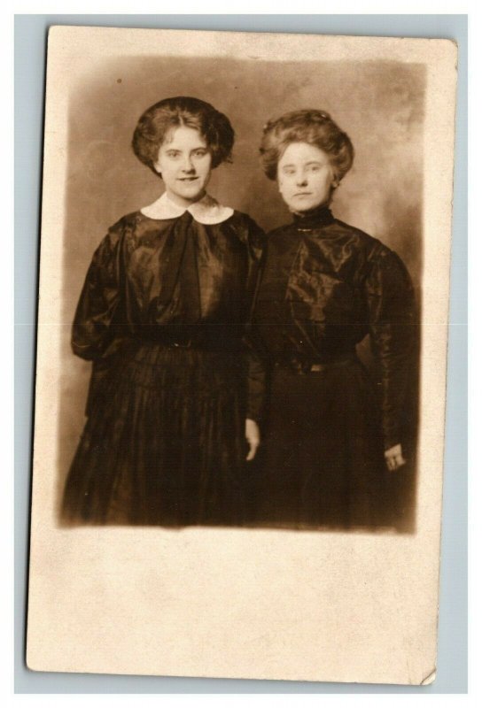 Vintage 1910's RPPC Postcard Photo of Two Women