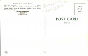 Laredo, TX Texas WESTERN GRILL RESTAURANT~John Sutton ROADSIDE ca1950's Postcard