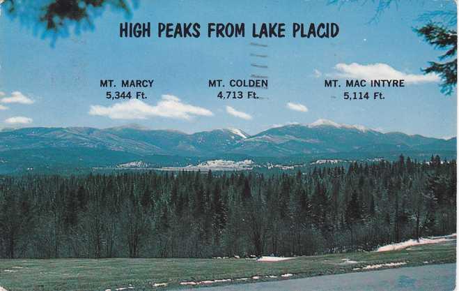 High Peaks from Lake Placid NY, New York - Marcy Colden MacIntyre - pm 1975