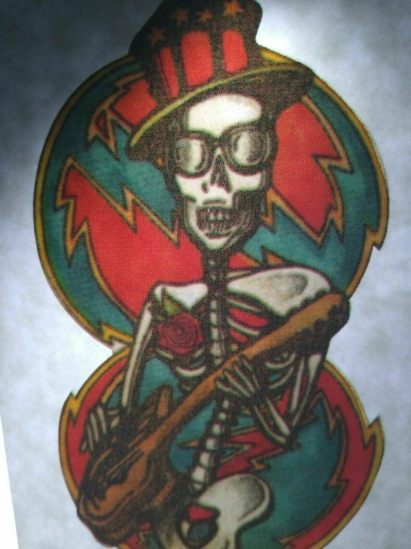 Grateful Dead Car Window Decal Skeleton Rocking Out Guitar Vintage Original 1990 