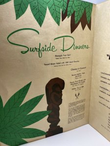 Vtg 1960 Queen's Surf on the Beach at Waikiki Restaurant Menu Hawaii Tiki RARE