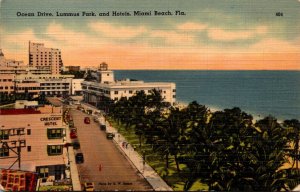Florida Miami Beach Ocean Drive Lummus park and Hotels