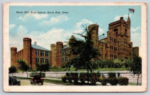 Sioux City Iowa~High School Street View~Automobiles~Castle Architecture~1918 PC