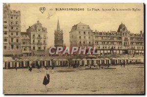 Old Postcard Blankenberghe Beach Tower of the new church