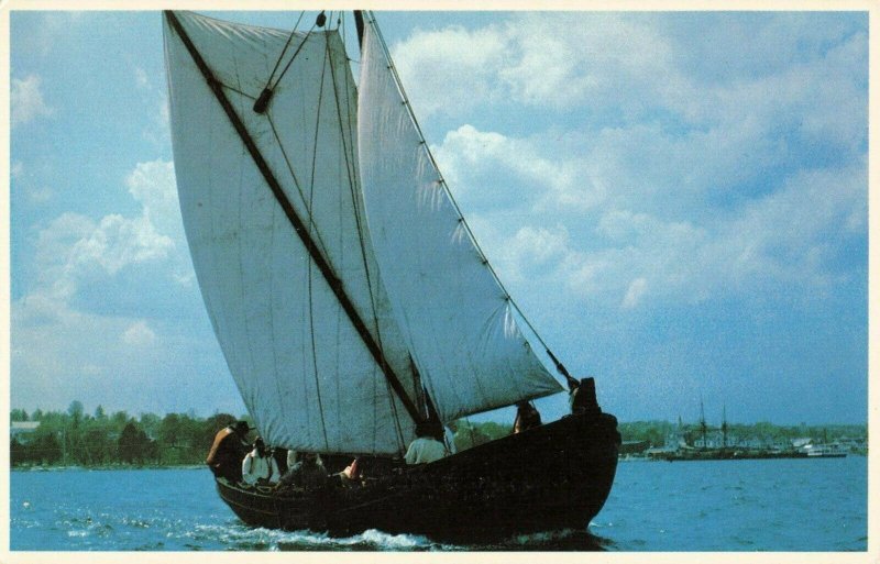 Postcard 33 Foot Shallop Plimoth Plantation Massachusetts