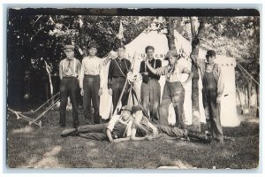 c1910's Boys Men US Cream Separators Tent Occupational RPPC Unposted Postcard