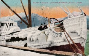 SS 'Farallon' Steamer Ship Juneau Alaska Ice Buildup WH Case c1918 Postcard G81 