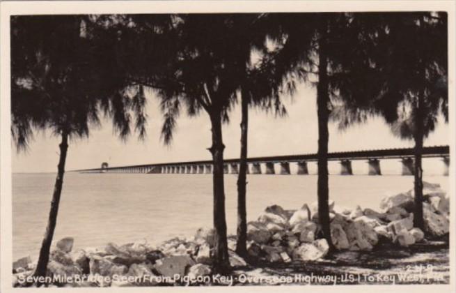 Florida Seven Mile Birdge To Key West Seen From Pigeon Key Real Photo