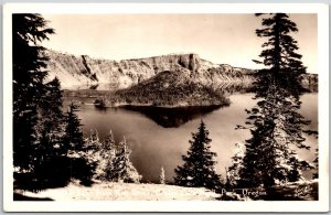 Lake From Rim Drive Crater Lake National Park Oregon RPPC Photo Postcard