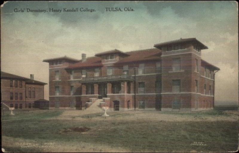 Tulsa OK Henry Kendall College c1910 Postcard OSAGE INDIAN CURIO CO