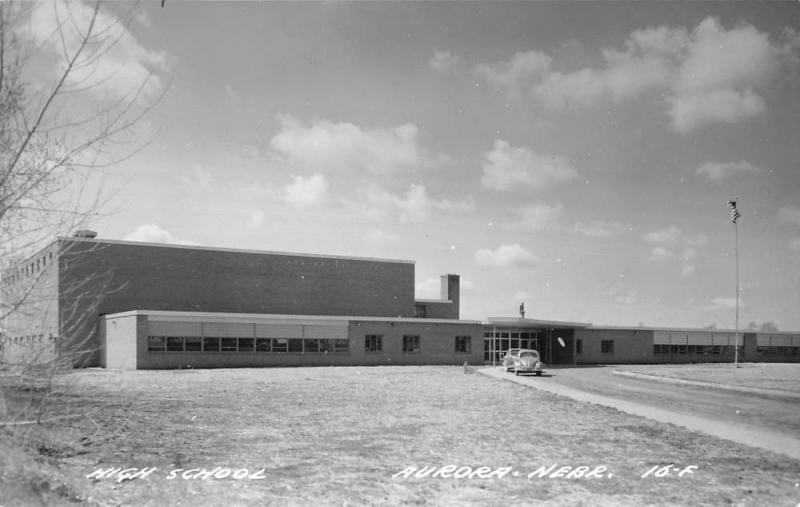 Aurora Nebraska High School Exterior Real Photo Antique Postcard K18082