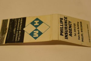 Heritage Mutual Insurance Company 20 Strike Matchbook Cover