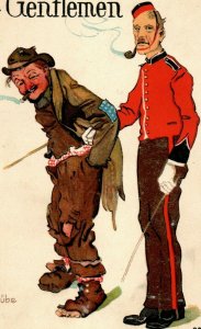 1914-16 WWI German 2 Gentlemen Propaganda Weltkrieg Vintage M. Trube Artwork P21