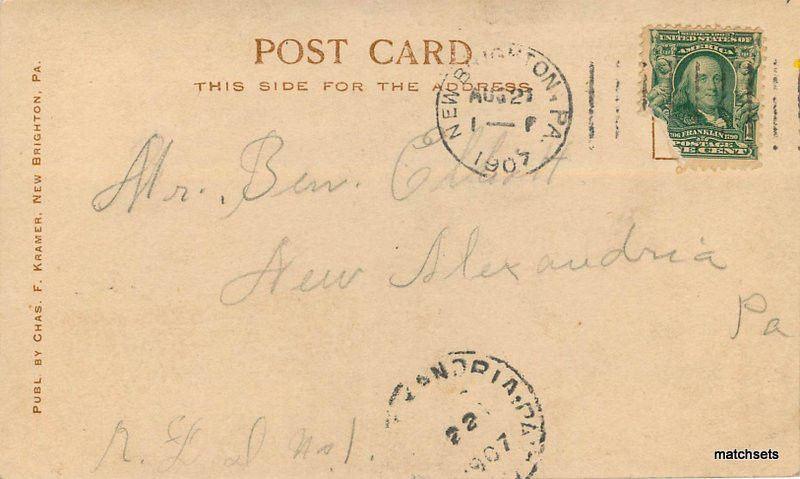 1907 New Brighton Pennsylvania Post Office RPPC real photo postcard 6943