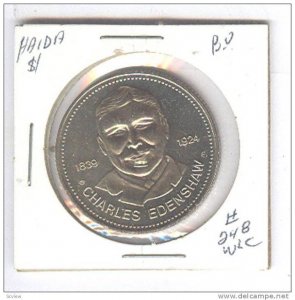 1977 HAIDA DOLLAR Coin , British Columbia , Canada : Charles Edenshaw