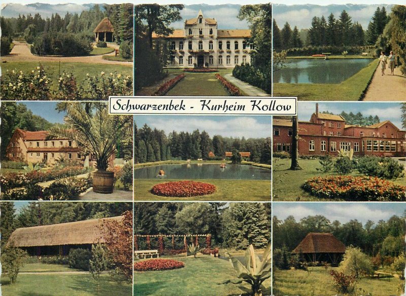 Postcard Germany schwarzenbek kurheim kollow multi view garden flowers nature