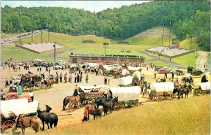 Boone, NC North Carolina  DANIEL BOONE COVERED WAGON TRAIN  50's Cars  Postcard