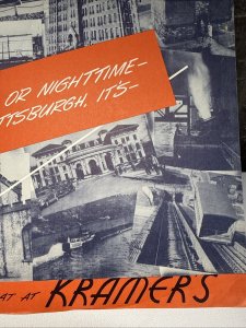 Vintage 1951 KRAMER'S Restaurant Menu PITTSBURGH Pennsylvania