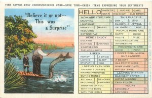 Easy Correspondence Card, Man Catches Giant Fish 1940 Linen Postcard Used