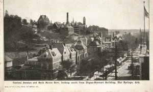 Central Ave Bath House Row Hot Springs Ark. c.1906 B&W Photo / 2R4-58