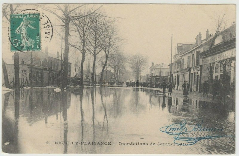 France; Paris Floods, 1910, Neuilly-Plaisance No 2 PPC, By O'Ludwik, Local PMK
