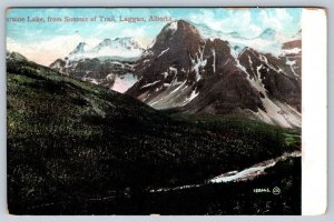 Moraine Lake From Summit Of Trail, Laggan Alberta, Antique Postcard