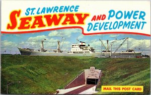 Postcard NY Massena Eisenhower Lock Tunnel St. Lawrence Seaway Power Development