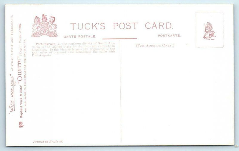 Tuck Oilette PORT DARWIN, Australia ~ CABLE STATION 1910s A.H. Fullwood Postcard