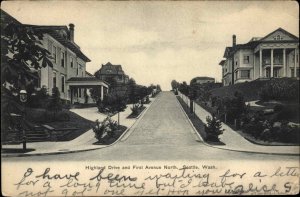 Seattle Washington WA Highland Drive and First Ave North c1910 Vintage Postcard