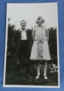 Vintage Real Photo Postcard Boy And Girl 1930S/40S Brother And Sister ? C1C