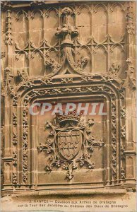 Postcard Old Nantes shield of arms of Brittany on the tower of the Jacobins i...