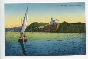 425702 SLOVENIA PIRANO Church Cathedral yacht 1912 year postcard