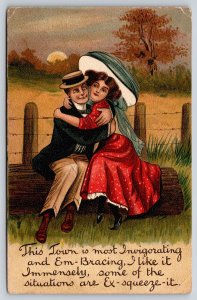 BB London~Comic Romantic Couple~Situation Ex-squeeze-It~c1910 Vintage Postcard