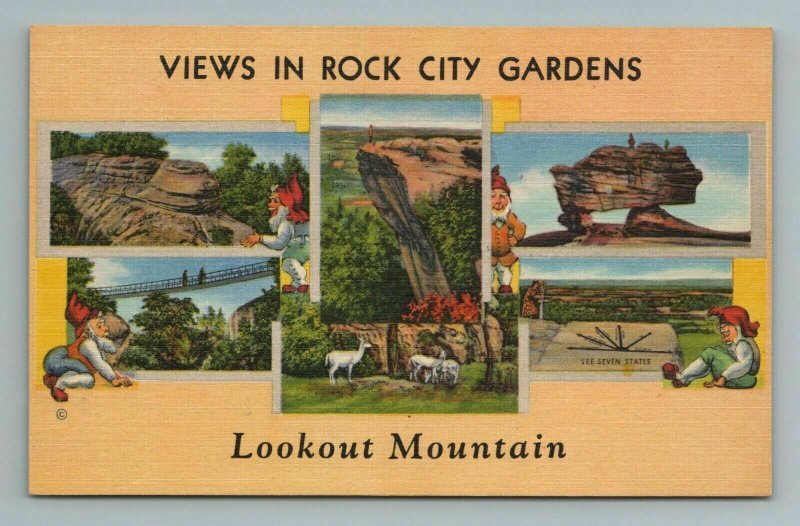 Rock City Gardens Gnomes Lookout Mountain TN Postcard