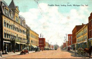 Indiana Michigan City Franklin Streeet Looking South 1910 Curteich