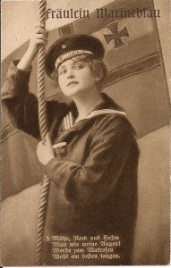 WWI German Propaganda, Little Miss Navy Blue 1918 Beautiful Woman in Uniform