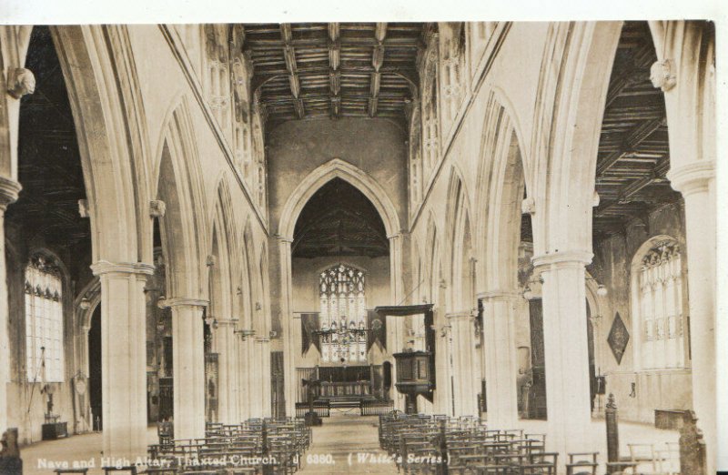 Essex Postcard - Nave & High Altar -Thaxted Church - Real Photograph  Ref TZ6763