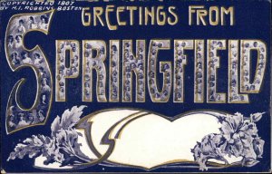 Springfield Massachusetts MA Large Letter Greeting c1905 Postcard