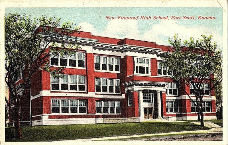 New Fireproof High School Fort Scott Kansas Vintage Postcard Standard View Card 