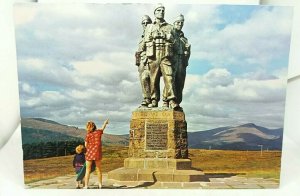 Vintage Postcard Lady Shows Little Boy The Commando Memorial Spean Bridge VGC