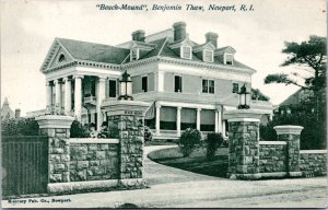 Postcard RI Newport - Beach-Mound - Benjamin Thaw Residence