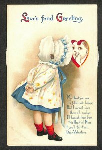 Ellen Clapsaddle Love's fond Greeting Valentine Mechanical Postcard