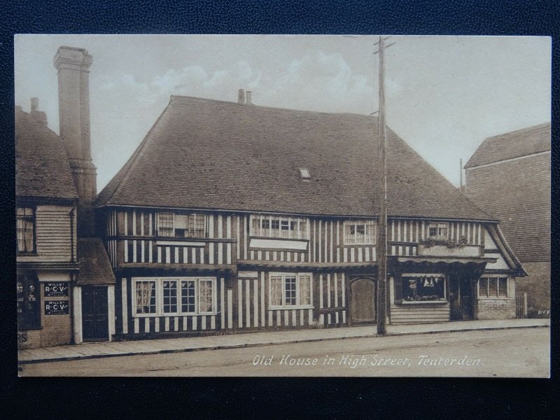 Kent TENTERDEN Butchers & Old House in High Street - Old Postcard by A. Ridley