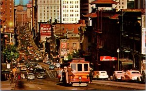 Vtg San Francisco CA California Street View Cable Car 1950s Unused Postcard